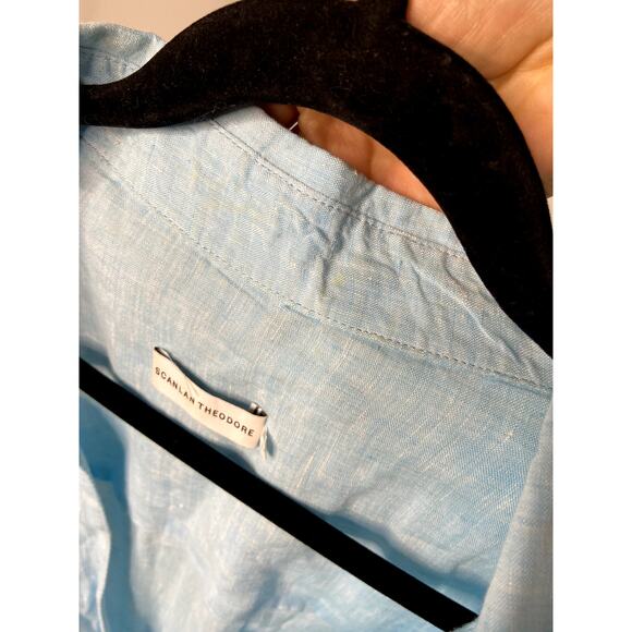 Scanlan Theodore Italian Linen Wrap Shirt Dress Blue size US 2 - Picture 3 of 8